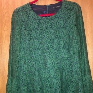 Zara green lace dress Sz.L great for the holidays